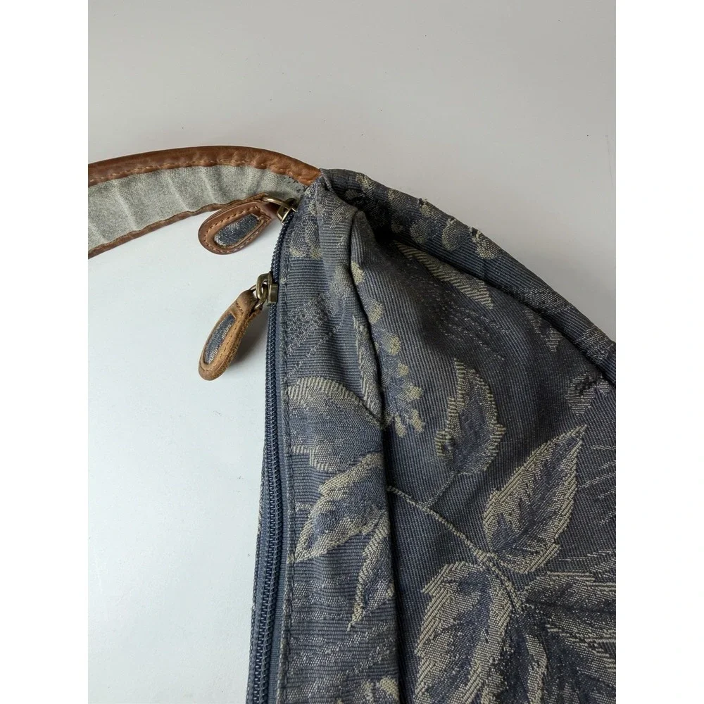 Vintage LL Bean AmeriBag Sling Backpack Purse Tapestry LeatherTrim